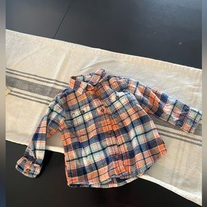 Gymboree flannel shirt button up 12-18 months orange blue winter warm